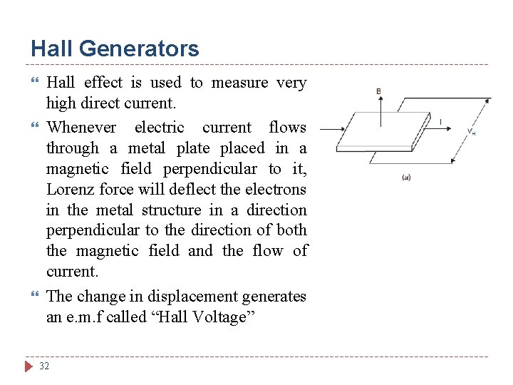 Hall Generators Hall effect is used to measure very high direct current. Whenever electric