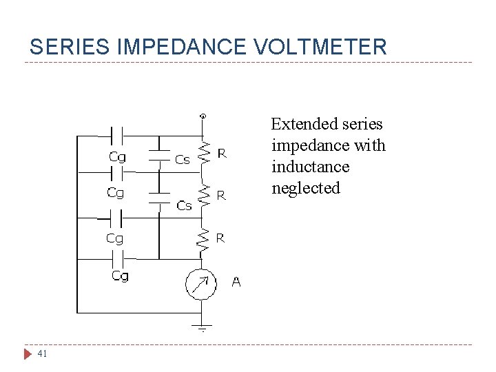 SERIES IMPEDANCE VOLTMETER Extended series impedance with inductance neglected 41 