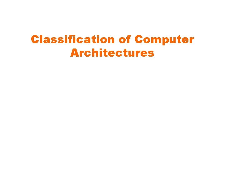 Classification of Computer Architectures 