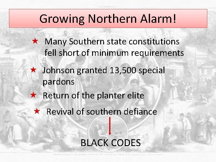 Growing Northern Alarm! « Many Southern state constitutions fell short of minimum requirements «