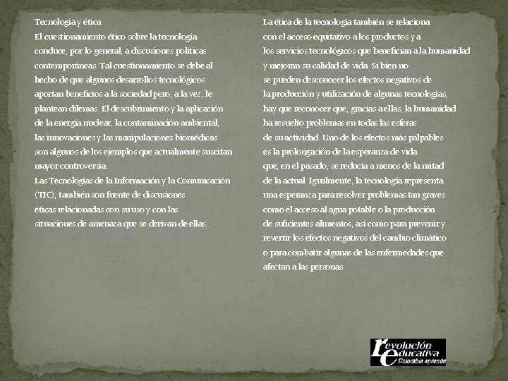 Tecnología y ética La ética de la tecnología también se relaciona El cuestionamiento ético