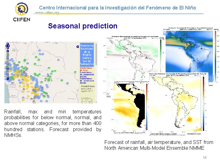 Centro Internacional para la Investigación del Fenómeno de El Niño www. ciifen. org Seasonal