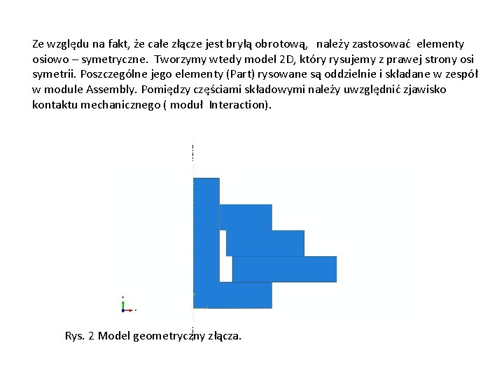 Ze względu na fakt, że całe złącze jest bryłą obrotową, należy zastosować elementy osiowo Ze względu na fakt, że całe złącze jest bryłą obrotową, należy zastosować elementy osiowo