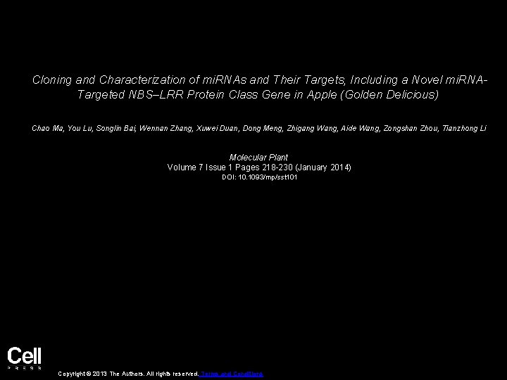 Cloning and Characterization of mi. RNAs and Their Targets, Including a Novel mi. RNATargeted