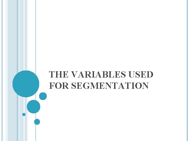 THE VARIABLES USED FOR SEGMENTATION 