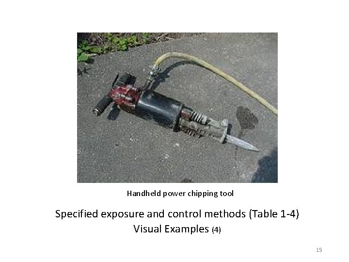 Handheld power chipping tool Specified exposure and control methods (Table 1 -4) Visual Examples