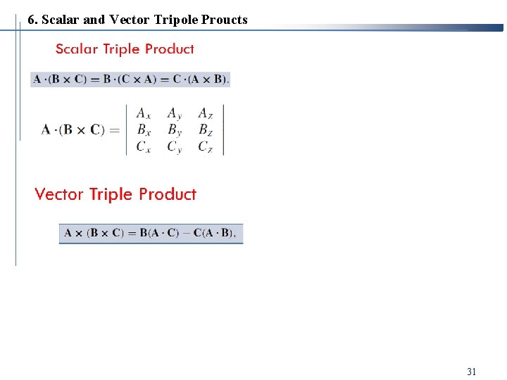 6. Scalar and Vector Tripole Proucts 31 