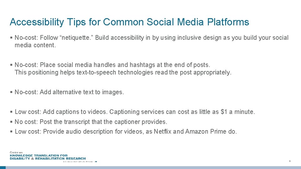 Social Media for KT Accessibility and Inclusive Design