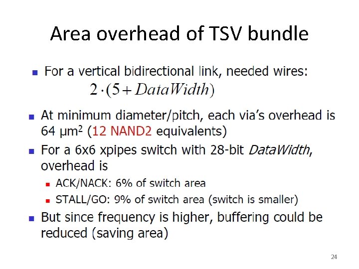 Area overhead of TSV bundle 24 