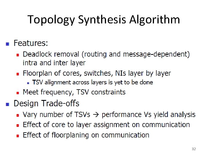 Topology Synthesis Algorithm 32 