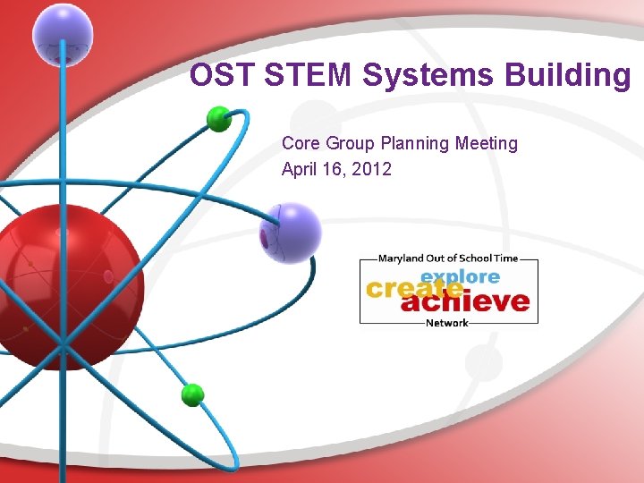 OST STEM Systems Building Core Group Planning Meeting April 16, 2012 