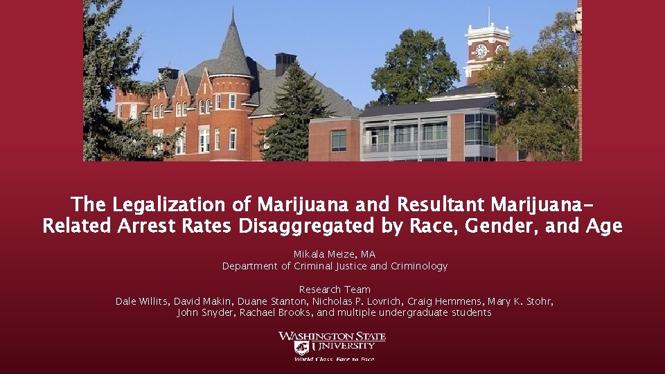 The Legalization of Marijuana and Resultant Marijuana. Related Arrest Rates Disaggregated by Race, Gender,
