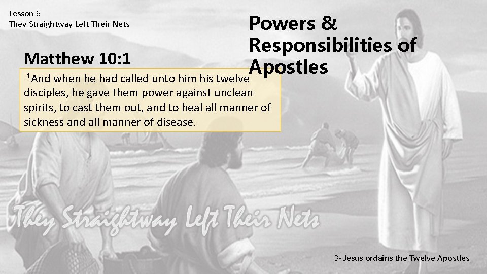 Lesson 6 They Straightway Left Their Nets Powers & Responsibilities of Matthew 10: 1