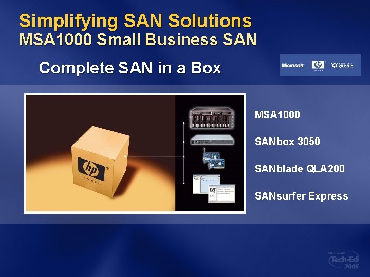 Simplifying SAN Solutions MSA 1000 Small Business SAN Complete SAN in a Box MSA