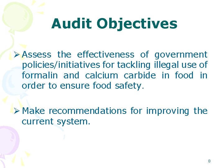 Audit Objectives Ø Assess the effectiveness of government policies/initiatives for tackling illegal use of Audit Objectives Ø Assess the effectiveness of government policies/initiatives for tackling illegal use of