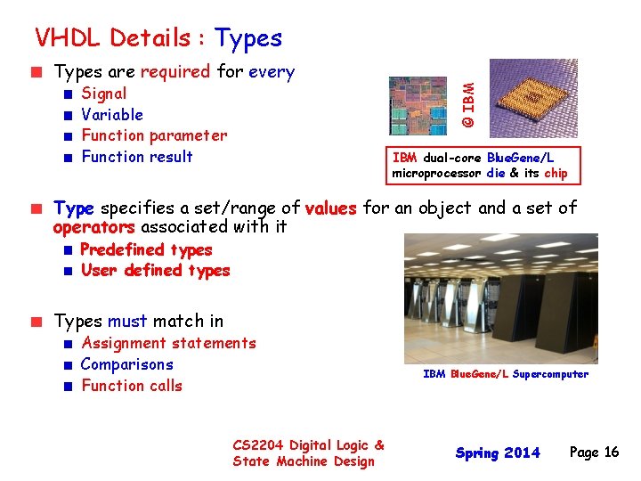 VHDL Details : Types are required for every © IBM Signal Variable Function parameter