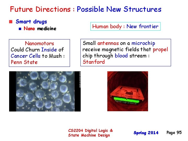 Future Directions : Possible New Structures Smart drugs Nano medicine Nanomotors Could Churn Inside