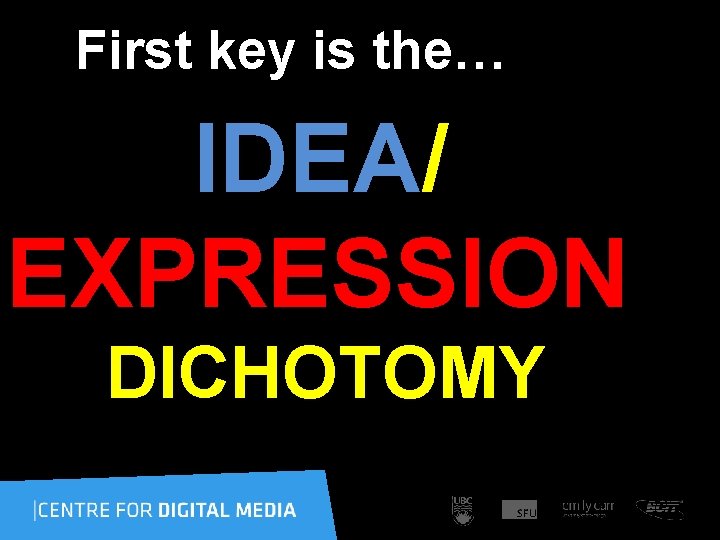 First key is the… IDEA/ EXPRESSION DICHOTOMY 