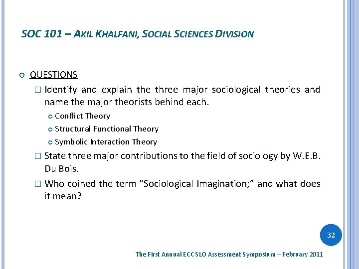 SOC 101 – AKIL KHALFANI, SOCIAL SCIENCES DIVISION QUESTIONS � Identify and explain the