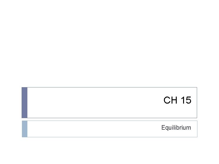 CH 15 Equilibrium 