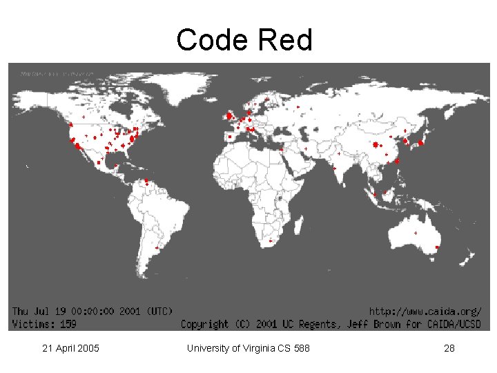 Code Red 21 April 2005 University of Virginia CS 588 28 