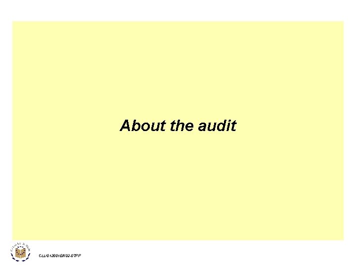 About the audit CLU 012801 EN 02 -07 PP 