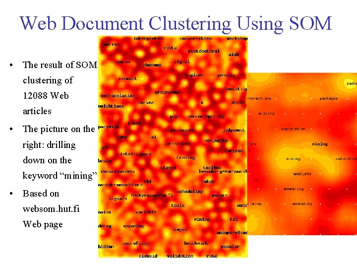 Web Document Clustering Using SOM • The result of SOM clustering of 12088 Web