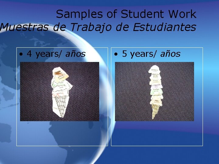 Samples of Student Work Muestras de Trabajo de Estudiantes • 4 years/ años •