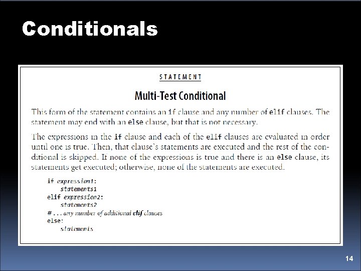 Conditionals 14 