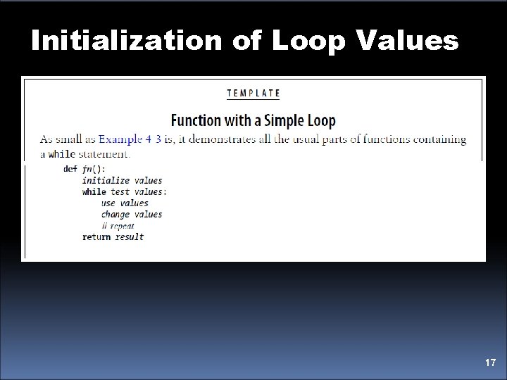 Initialization of Loop Values 17 