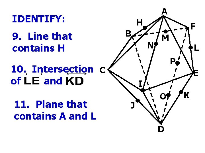 A IDENTIFY: 9. Line that contains H H B N M L P 10.