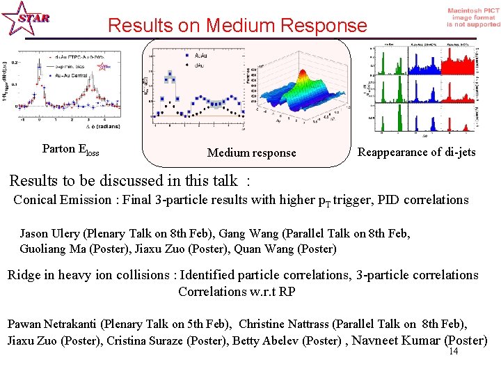 Results on Medium Response Parton Eloss Medium response Reappearance of di-jets Results to be