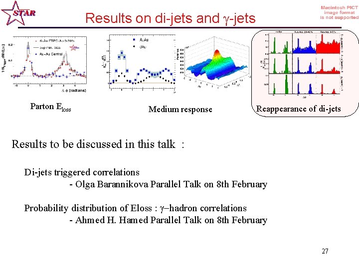 Results on di-jets and -jets Parton Eloss Medium response Reappearance of di-jets Results to