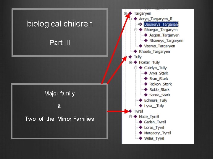 biological children Part III Major family & Two of the Minor Families 