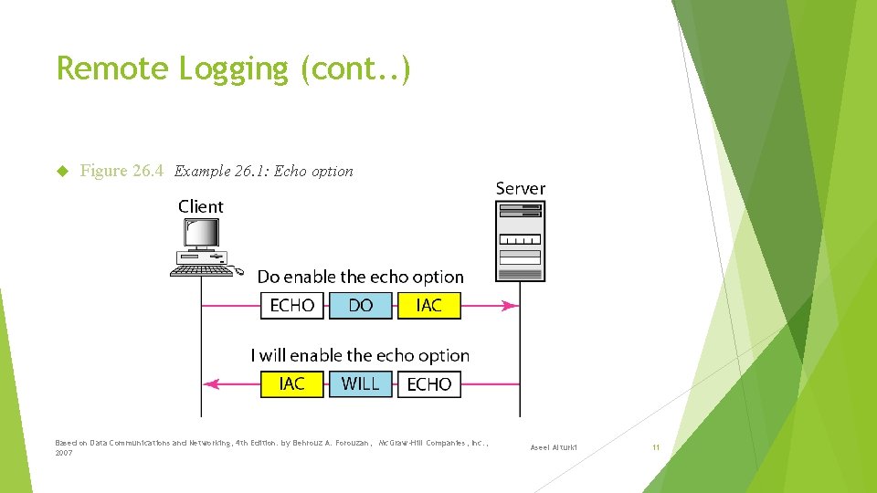 Remote Logging (cont. . ) Figure 26. 4 Example 26. 1: Echo option Based