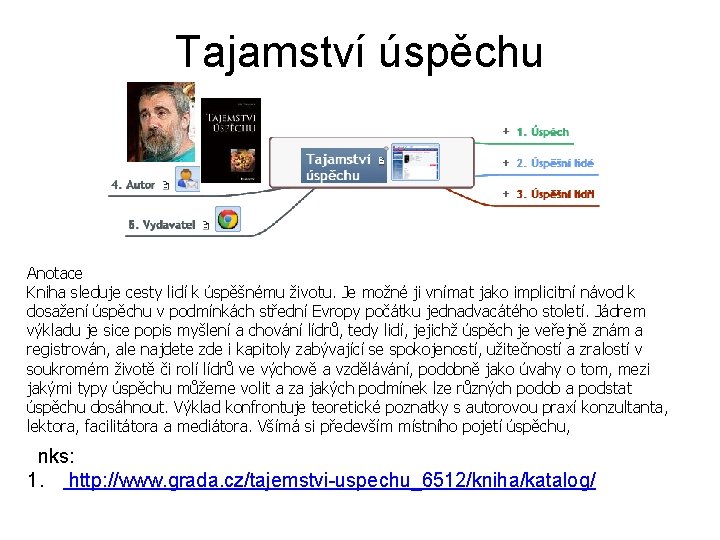 Tajamství úspěchu Anotace Kniha sleduje cesty lidí k úspěšnému životu. Je možné ji vnímat