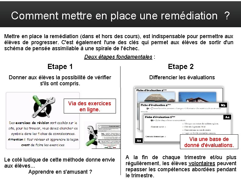 Comment mettre en place une remédiation ? Mettre en place la remédiation (dans et