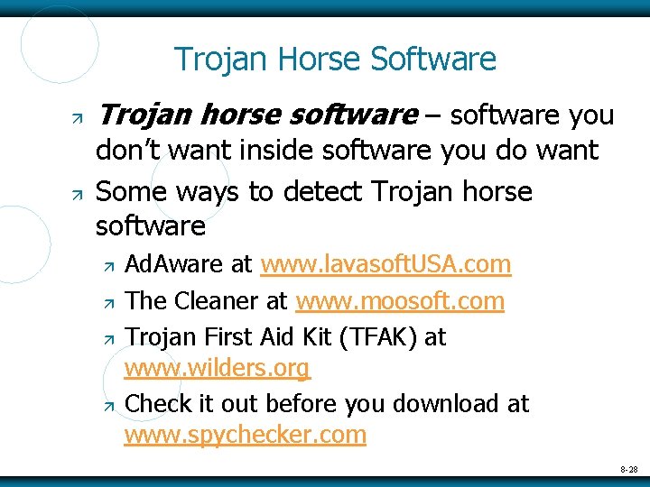 Trojan Horse Software Trojan horse software – software you don’t want inside software you