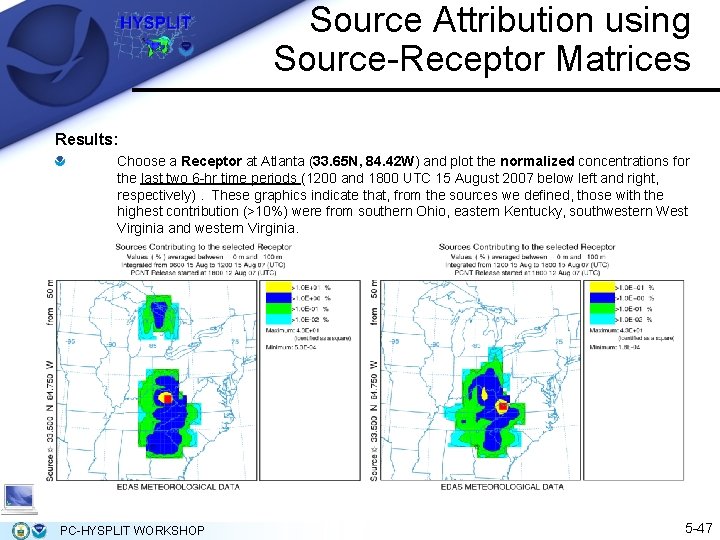 Source Attribution using Source-Receptor Matrices Results: Choose a Receptor at Atlanta (33. 65 N, Source Attribution using Source-Receptor Matrices Results: Choose a Receptor at Atlanta (33. 65 N,