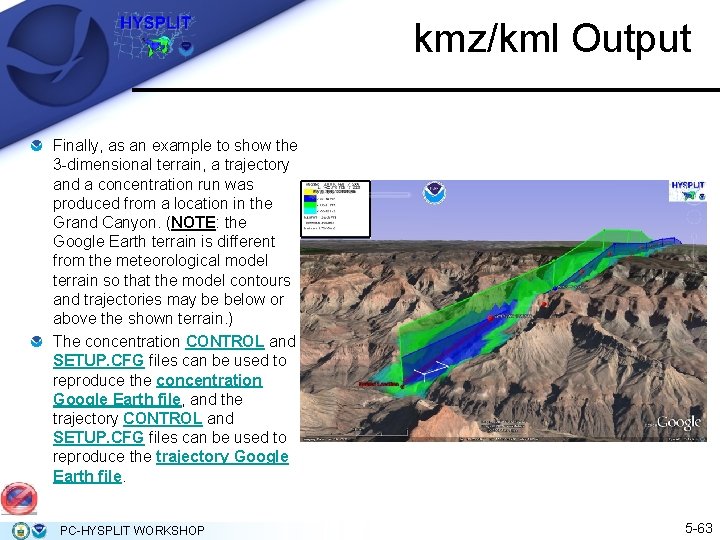 kmz/kml Output Finally, as an example to show the 3 -dimensional terrain, a trajectory kmz/kml Output Finally, as an example to show the 3 -dimensional terrain, a trajectory