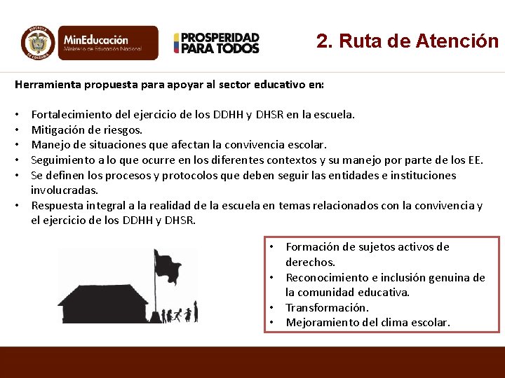 2. Ruta de Atención Herramienta propuesta para apoyar al sector educativo en: Fortalecimiento del