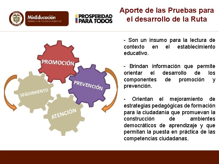 Aporte de las Pruebas para el desarrollo de la Ruta - Son un insumo