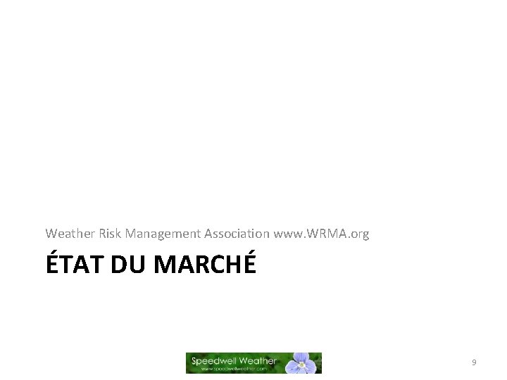 Weather Risk Management Association www. WRMA. org ÉTAT DU MARCHÉ 9 