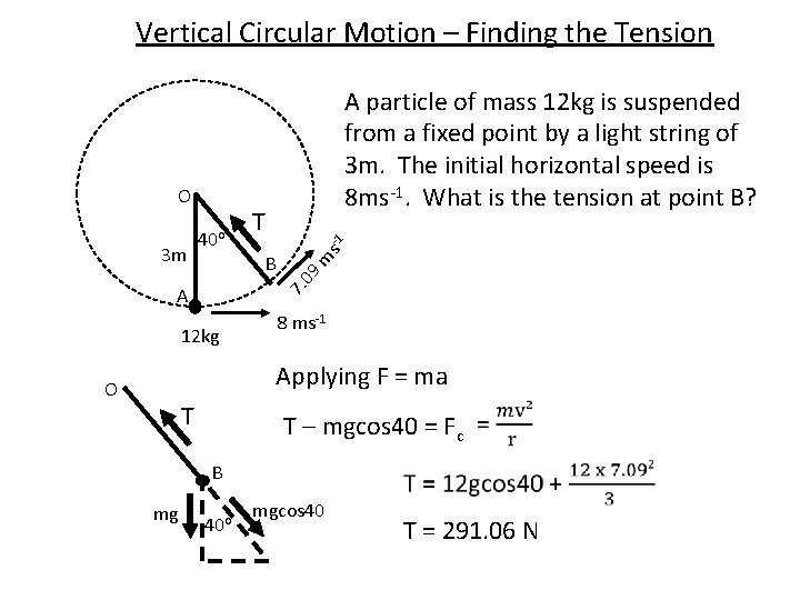 Vertical Circular Motion – Finding the Tension T B 7. A s -1 3