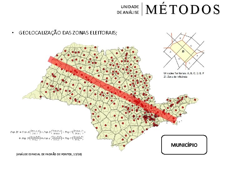 UNIDADE DE ANÁLISE MÉTODOS • GEOLOCALIZAÇÃO DAS ZONAS ELEITORAIS; MUNICÍPIO (ANÁLISE ESPACIAL DE PADRÃO