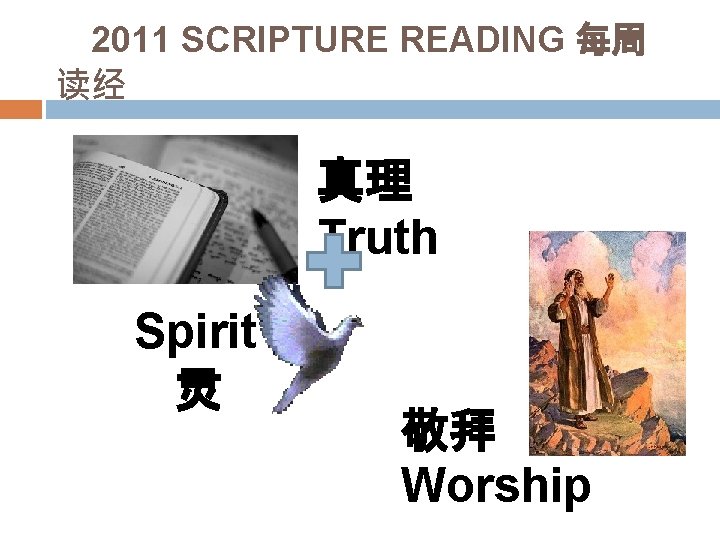 2011 SCRIPTURE READING 每周 读经 真理 Truth Spirit 灵 敬拜 Worship 