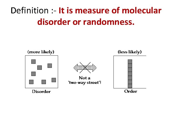 Definition : - It is measure of molecular disorder or randomness. 