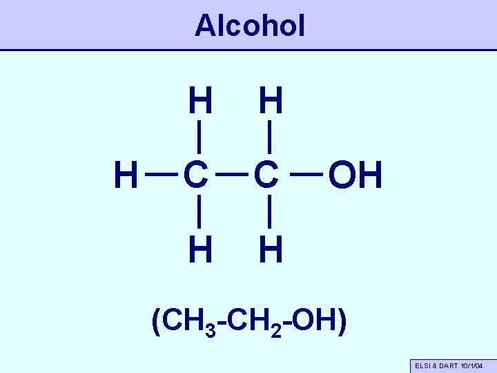 Alcohol H H H C C H H OH (CH 3 -CH 2 -OH)