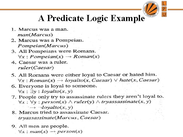 A Predicate Logic Example 