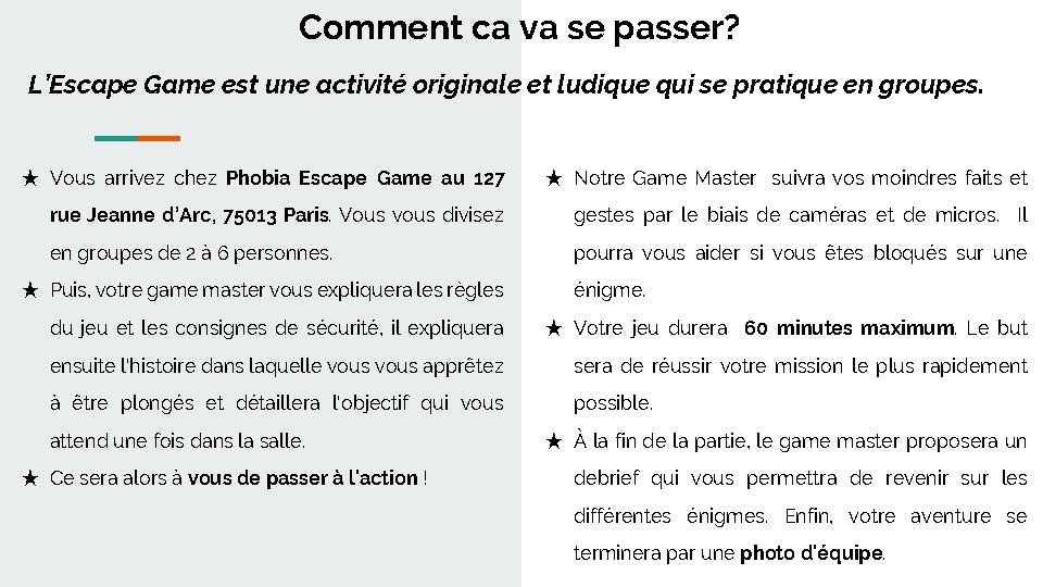 Comment ca va se passer? L’Escape Game est une activité originale et ludique qui